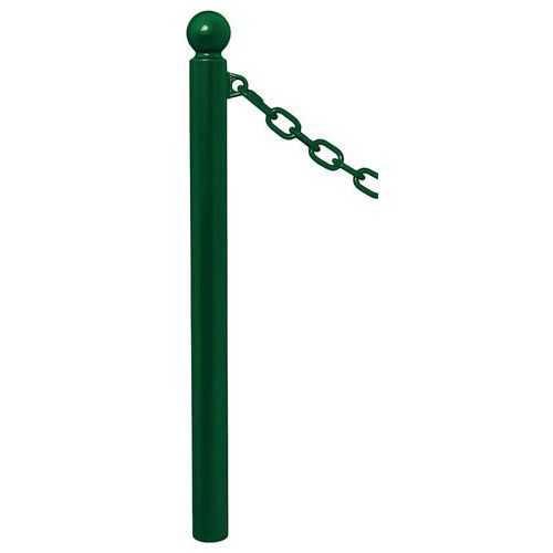 Procity - Potelet Province Ø76mm Vert avec Chaînes et Anneau Boule - Fixation à Sceller - 128.2cm Hauteur