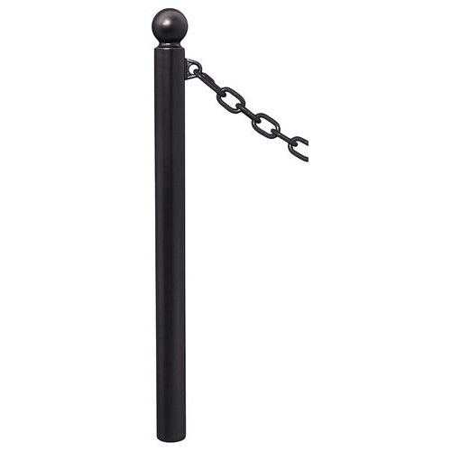 Procity - Potelet Province Ø76 mm Noir - 1 Anneau Boule - Hauteur 128.2 cm - Métal - Fixation à sceller