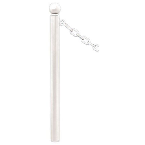 Procity - Potelet Province Ø76mm Chaînes 1 Anneau Boule Blanc 9010 - Métal - 128.2cm Hauteur - Fixation à sceller