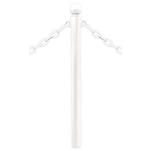 Procity - Potelet Province Ø76mm 2 anneaux boule blanc - 128.2cm - Métal résistant - Fixation à sceller