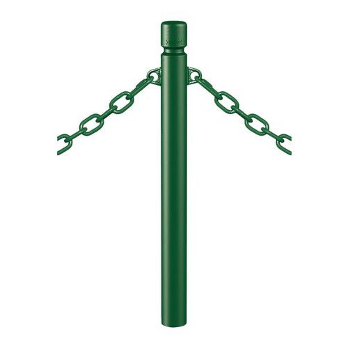 Potelet Agglo Ø 76 Mm À Chaines 2 Anneaux - Zinc Vert 6005