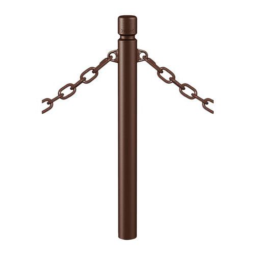 Potelet Agglo Ø 76 Mm À Chaines 2 Anneaux - Zinc Marron 8017