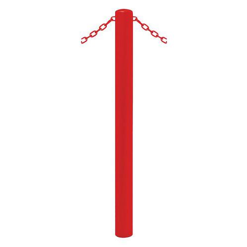 Procity - Potelet Carrefour Ø 76 mm Rouge - 2 Anneaux - Hauteur 118 cm - Fixation à sceller - Métal Galvanisé