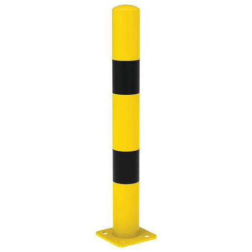 Procity - Poteau de protection Ø 11.4 cm - Acier jaune avec bandes noires - Hauteur 100 cm - Robuste et visible
