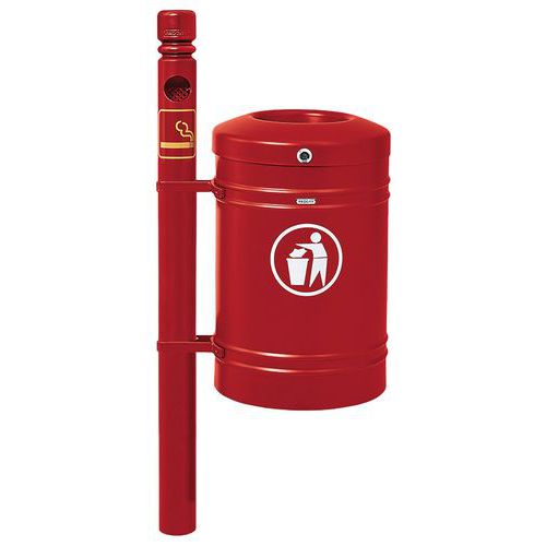 Cendrier/poubelle Guyenne 40 L Poteau City Seau Rouge 3004