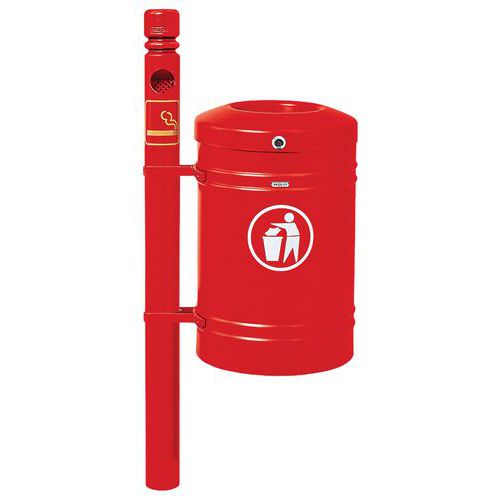 Cendrier/poubelle Guyenne 40 L Poteau City Seau Rouge 3020