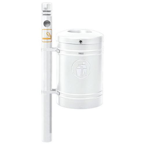 Cendrier/poubelle Guyenne 40 L Poteau City Seau Blanc 9010