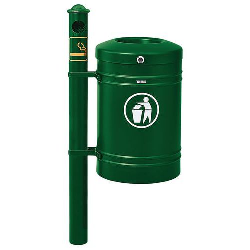 Cendrier/poubelle Guyenne 40 L Poteau Agora Seau Vert 6005