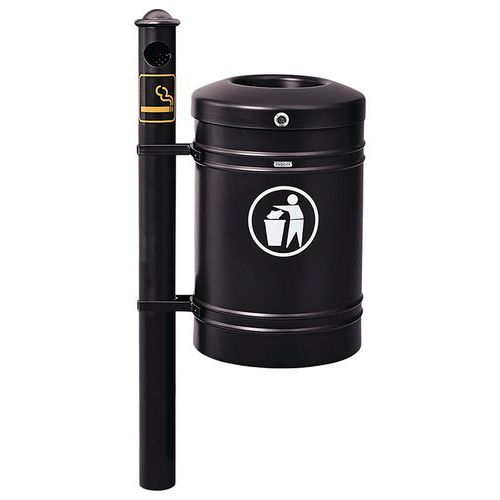 Cendrier/poubelle Guyenne 40 L Poteau Agora Seau Noir 9005