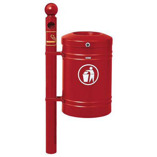 Cendrier/poubelle Guyenne 40 L Poteau Boule Seau Rouge 3004
