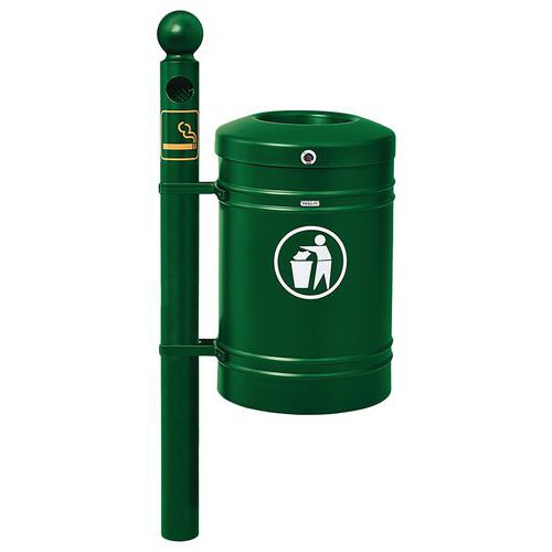 Cendrier/poubelle Guyenne 40 L Poteau Boule Seau Vert 6005