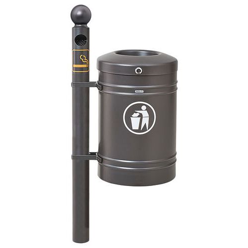 Cendrier/poubelle Guyenne 40l Poteau Boule Seau Gris Procity