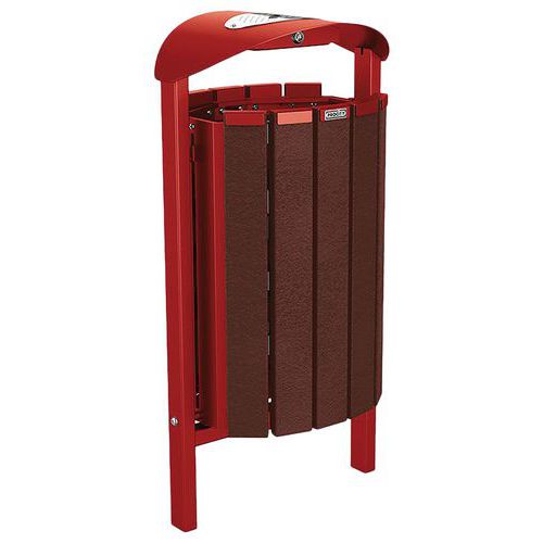 Cendrier/poub Silaos 50l Acier/plast Recy Scel. Rouge 3004