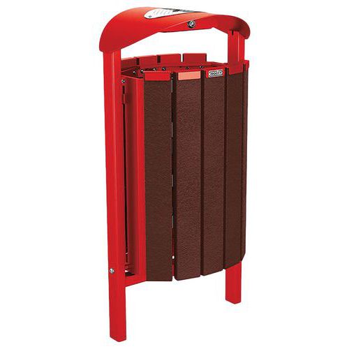 Cendrier/poub Silaos 50l Acier/plast Recy Scel. Rouge 3020