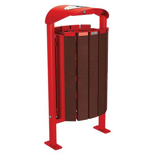 Cendrier/pou Silaos 50 L Acier/plast Recy Platine Rouge 3020