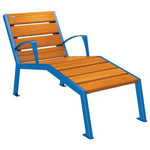 Chaise Longue Silaos 1p Acc. Acier/bois - Bleu 5010/chêne
