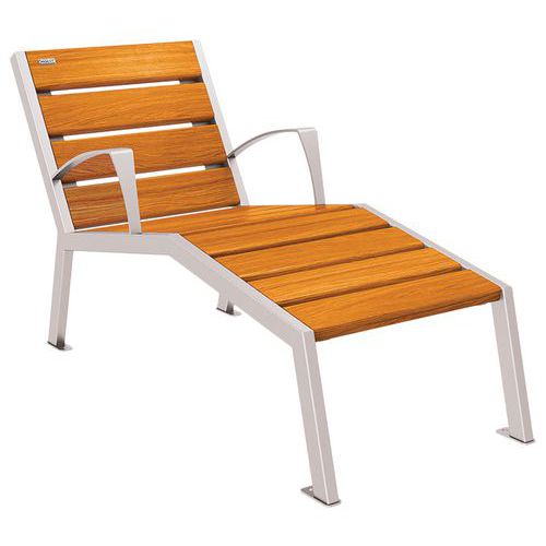 Chaise Longue Silaos 1p Acc. Acier/bois - Gris 7044/chêne