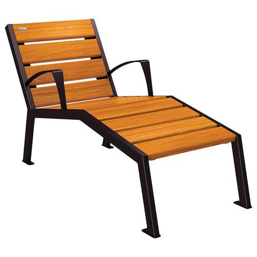 Chaise Longue Silaos 1p Acc. Acier/bois - Noir 9005/chêne