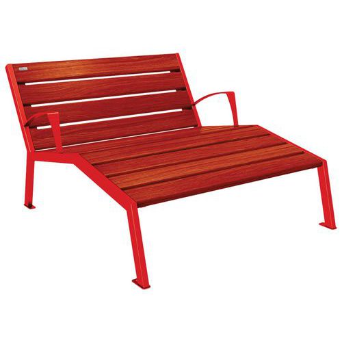 Chaise Longue Silaos 2p Acc. Acier/bois - Rouge 3020/acajou