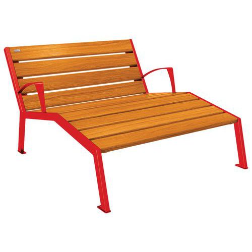 Chaise Longue Silaos 2p Acc. Acier/bois - Rouge 3020/chêne