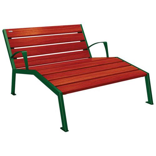 Chaise Longue Silaos 2p Acc. Acier/bois - Vert 6005/acajou