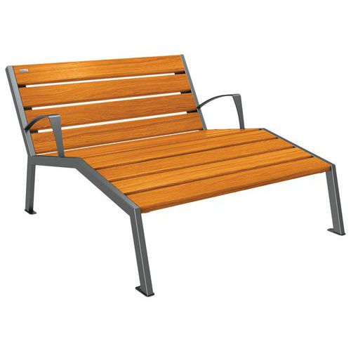 Chaise Longue Silaos 2p Acc. Acier/bois - Gris Procity/chêne