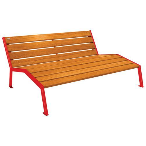 Procity - Transat Silaos 3 places Acier/Bois Rouge/Chêne Clair - 180cm Assise - Mobilier Extérieur Confortable
