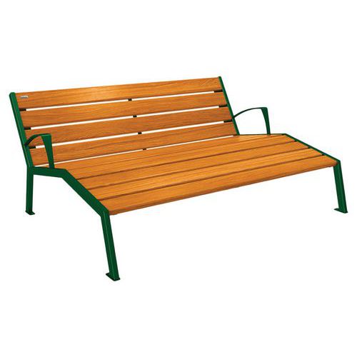 Chaise Longue Silaos 3p Acc. Acier/bois - Vert 6005/chêne