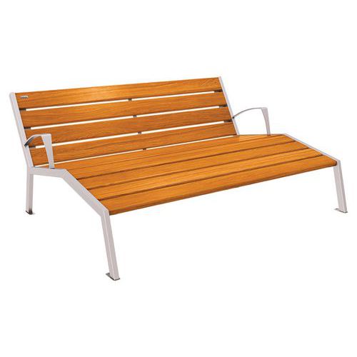 Chaise Longue Silaos 3p Acc. Acier/bois - Gris 7044/chêne