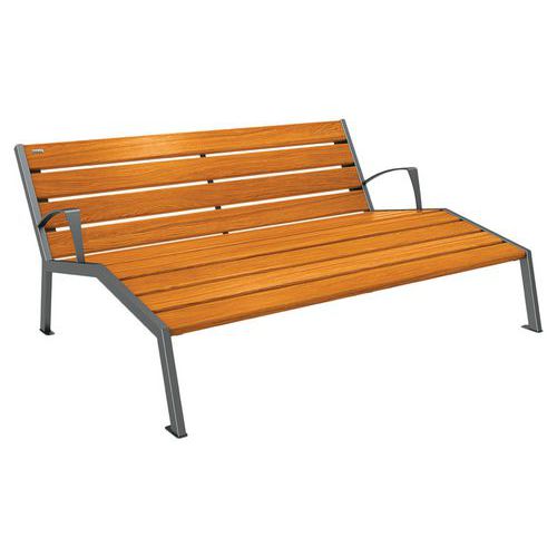 Chaise Longue Silaos 3p Acc. Acier/bois - Gris Procity/chêne