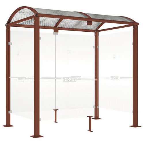 Abri Fumeurs Voûte M 2.50m Bard. Fond/latéraux Aspect Corten