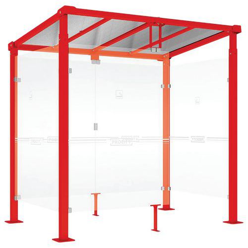 Abri Fumeurs Milan 2.50 M Bard. Fond/latér. Verre Rouge 3020