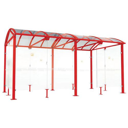 Abri Fumeurs Voûte L 5 M Bardages Verre Rouge 3020