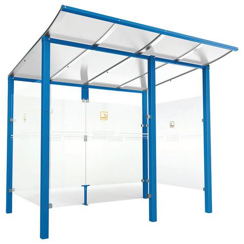 Abri Fumeurs Modulo 2.50 M Bardage Retour Avant Bleu 5010