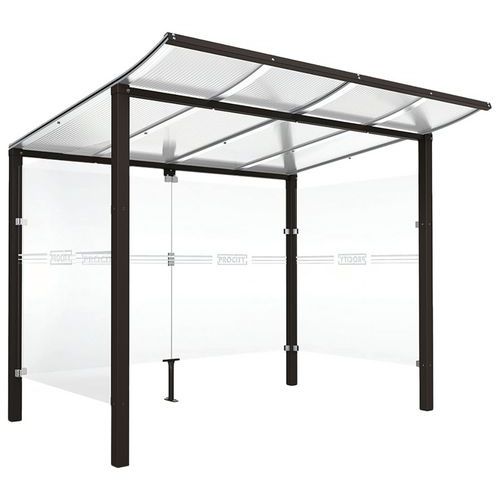 Procity - Abri vélos Modulo initial - Noir 9005 - 6 places - Acier et Verre - 2.51m x 2m