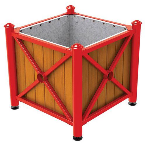 Jardinière Ac/bois Province Agora 80x80 Chêne/rouge 3020