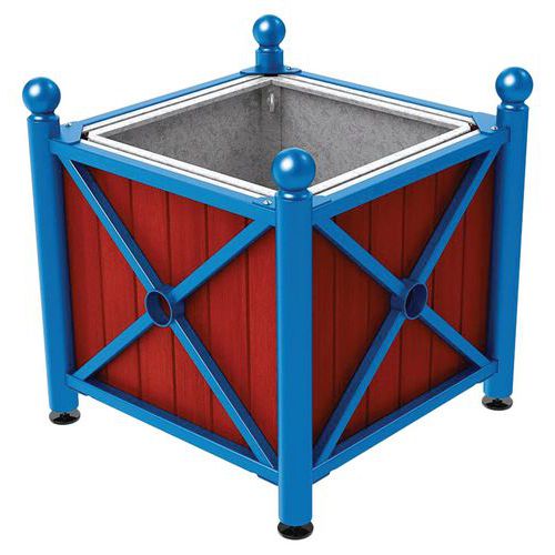 Jardinière Ac/bois Province Boule 80x80 Bac Acaj/bleu 5010