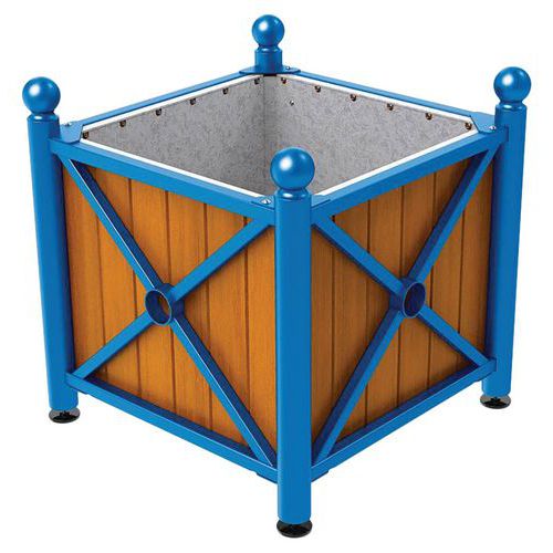 Jardinière Ac/bois Province Boule 80x80 Cm Chêne/bleu 5010