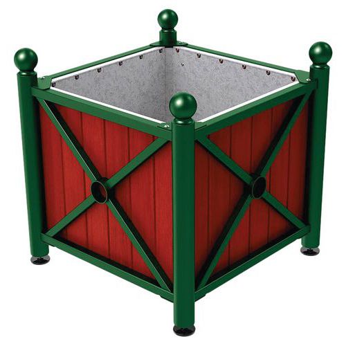 Jardinière Ac/bois Province Boule 80x80 Cm Acaj/vert 6005