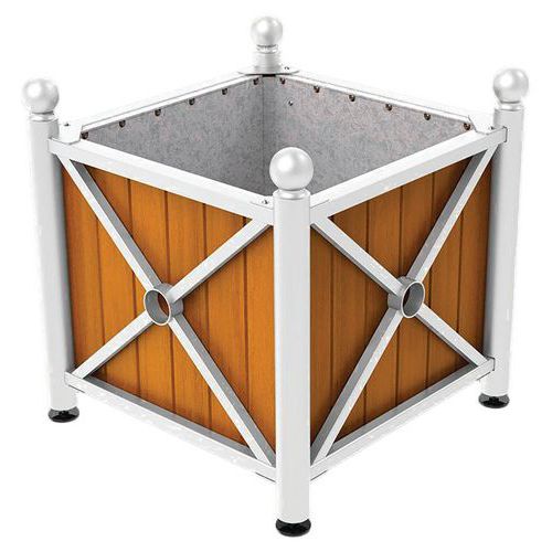 Jardinière Ac/bois Province Boule 80x80 Cm Chêne/blanc 9010