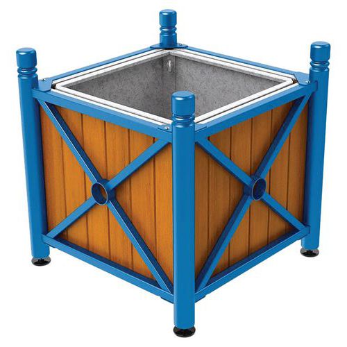 Jardinière Ac/bois Province City 80x80 Bac Chêne/bleu 5010