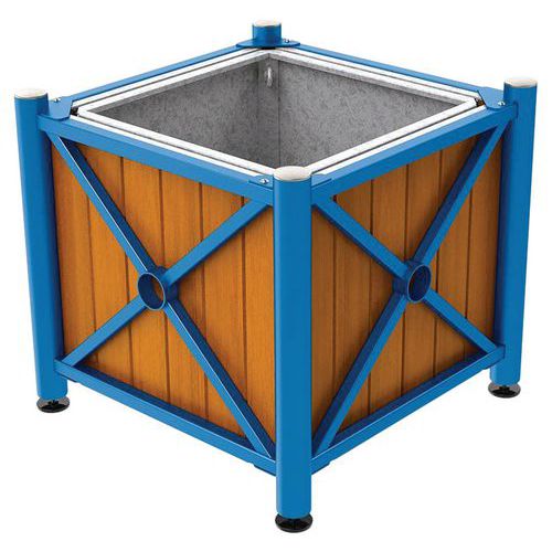 Jardinière Ac/bois Province Inox 80x80 Bac Chêne/bleu 5010
