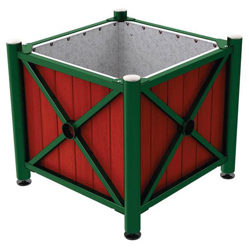 Jardinière Ac/bois Province Inox 80x80 Cm Acaj/vert 6005