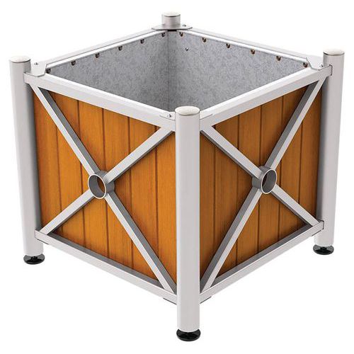 Jardinière Ac/bois Province Inox 80x80 Cm Chêne/gris 7044