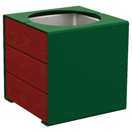 Jardinière Kub 45 X 45 Cm Acier/bois - Vert 6005/acajou