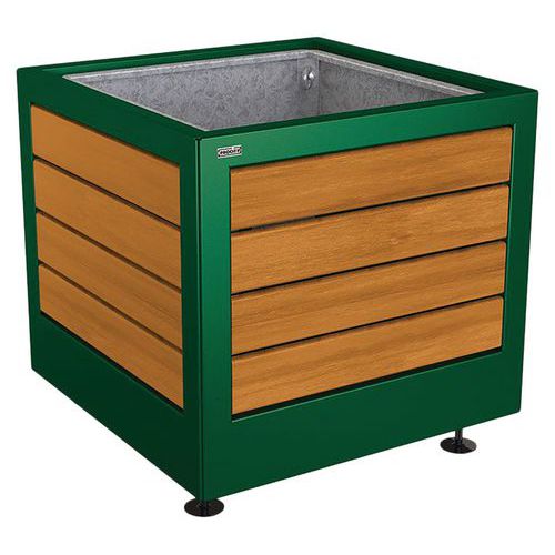Jardinière Silaos Acier Bois 80x80 Cm Bac - Chêne/vert 6005