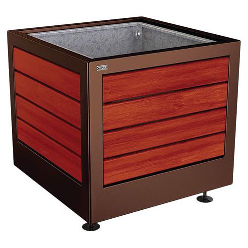 Jardinière Silaos Acier Bois 80x80 Cm Bac Acajou/marron 8017