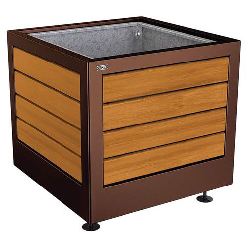 Jardinière Silaos Acier Bois 80x80 Cm Bac Chêne/marron 8017