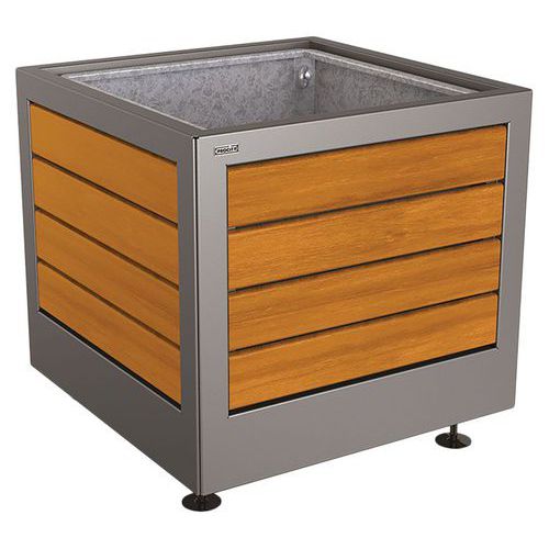 Jardinière Silaos Acier Bois 80x80 Cm Bac Chêne/gris Procity