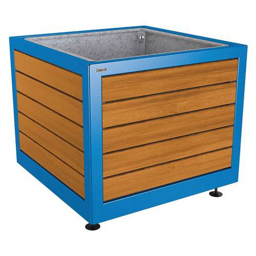 Jardinière Silaos Acier Bois 100x100 Cm Bac Chêne/bleu 5010